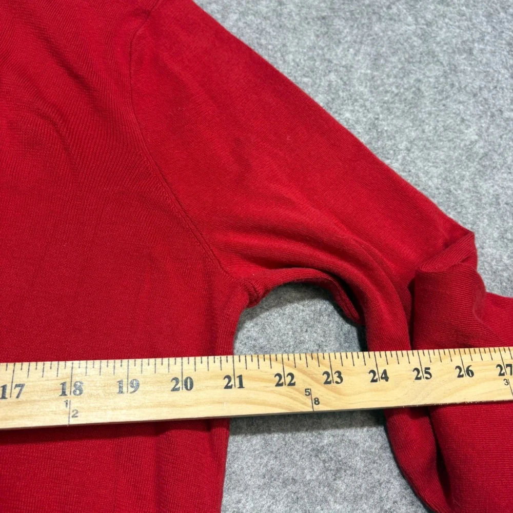 Polo Ralph Lauren Red Pima Cotton V-Neck Sweater Mens Large Navy Pony Logo